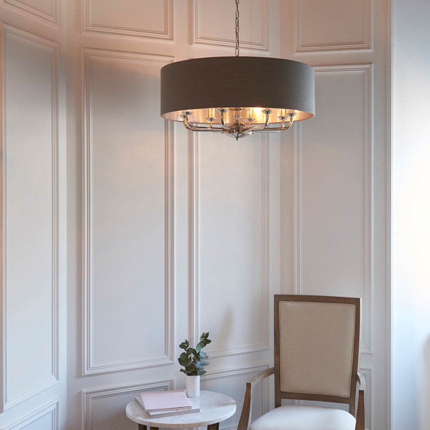 Endon 94373 - Sietynas, kabinamas ant grandinės HIGHCLERE 6xE14/40W/230V pilka/blizgus chromas