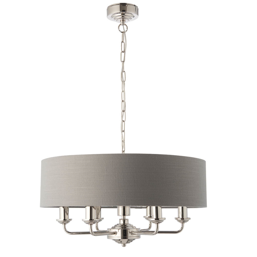 Endon 94373 - Sietynas, kabinamas ant grandinės HIGHCLERE 6xE14/40W/230V pilka/blizgus chromas