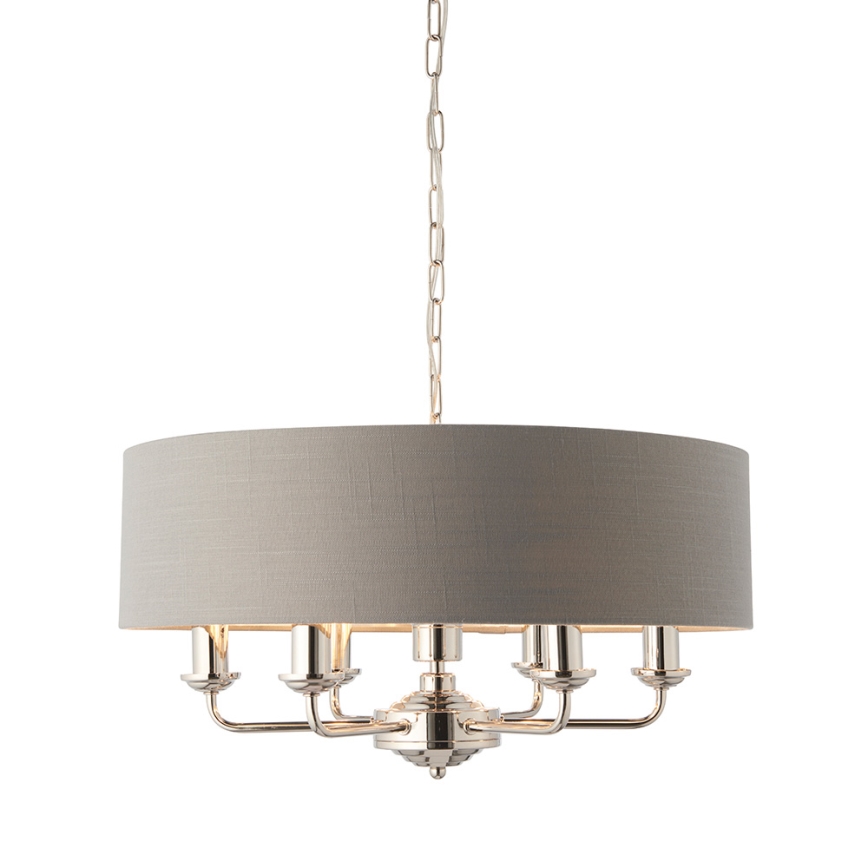 Endon 94373 - Sietynas, kabinamas ant grandinės HIGHCLERE 6xE14/40W/230V pilka/blizgus chromas
