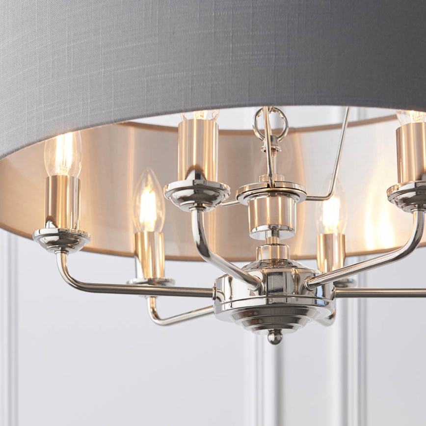 Endon 94373 - Sietynas, kabinamas ant grandinės HIGHCLERE 6xE14/40W/230V pilka/blizgus chromas