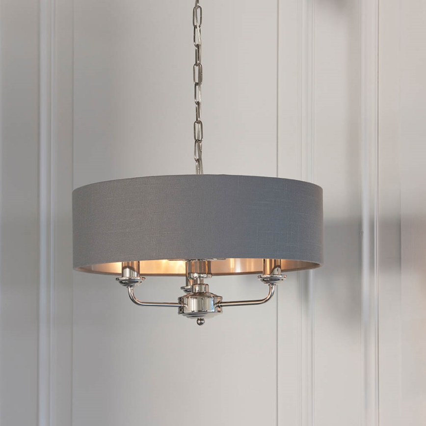Endon 94377 - Sietynas, kabinamas ant grandinės HIGHCLERE 3xE14/40W/230V pilka/blizgus chromas