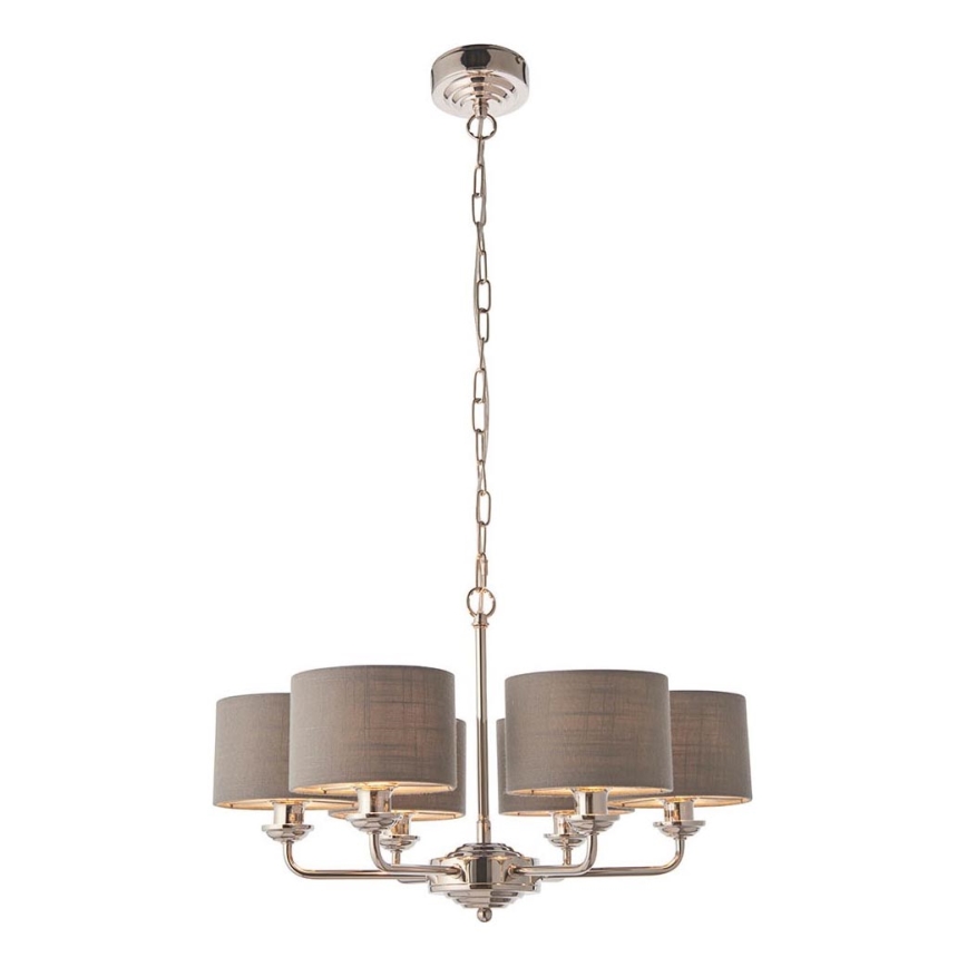 Endon 94381 - Sietynas, kabinamas ant grandinės HIGHCLERE 6xE14/28W/230V pilka/blizgus chromas