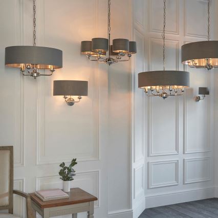 Endon 94381 - Sietynas, kabinamas ant grandinės HIGHCLERE 6xE14/28W/230V pilka/blizgus chromas