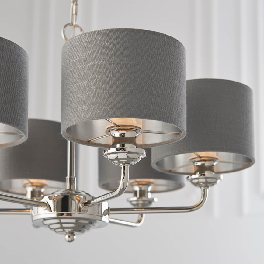 Endon 94381 - Sietynas, kabinamas ant grandinės HIGHCLERE 6xE14/28W/230V pilka/blizgus chromas