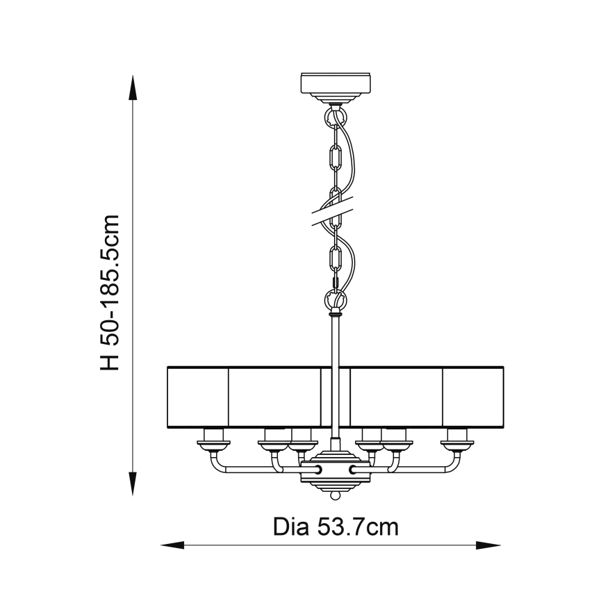Endon 94381 - Sietynas, kabinamas ant grandinės HIGHCLERE 6xE14/28W/230V pilka/blizgus chromas