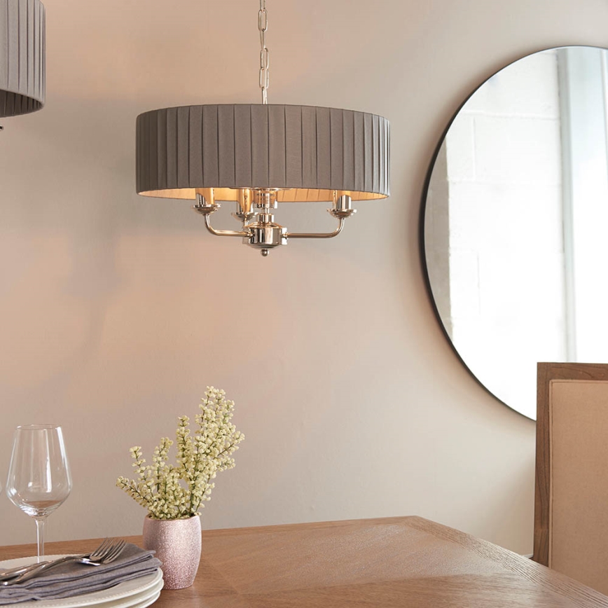 Endon 94394 - Sietynas, kabinamas ant grandinės HIGHCLERE 3xE14/40W/230V tamsiai pilka/blizgus chromas