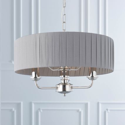 Endon 94394 - Sietynas, kabinamas ant grandinės HIGHCLERE 3xE14/40W/230V tamsiai pilka/blizgus chromas