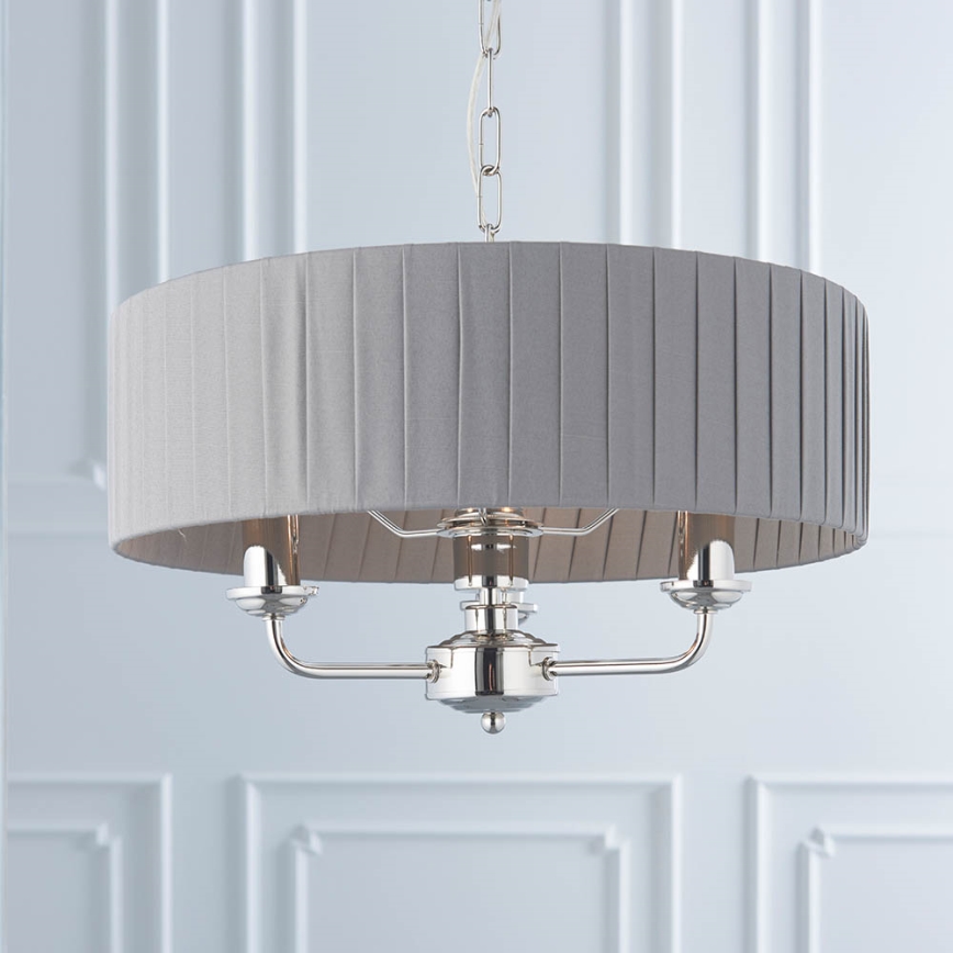 Endon 94394 - Sietynas, kabinamas ant grandinės HIGHCLERE 3xE14/40W/230V tamsiai pilka/blizgus chromas