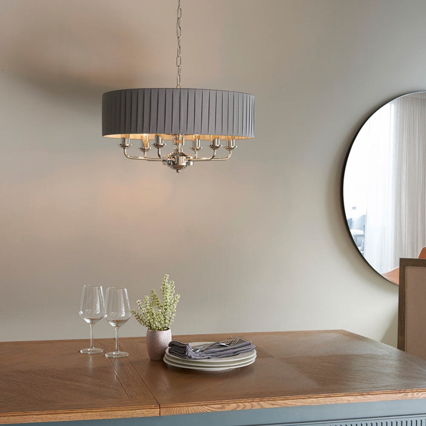 Endon 94397 - Sietynas, kabinamas ant grandinės HIGHCLERE 6xE14/40W/230V pilka/blizgus chromas