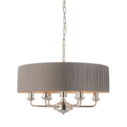 Endon 94397 - Sietynas, kabinamas ant grandinės HIGHCLERE 6xE14/40W/230V pilka/blizgus chromas