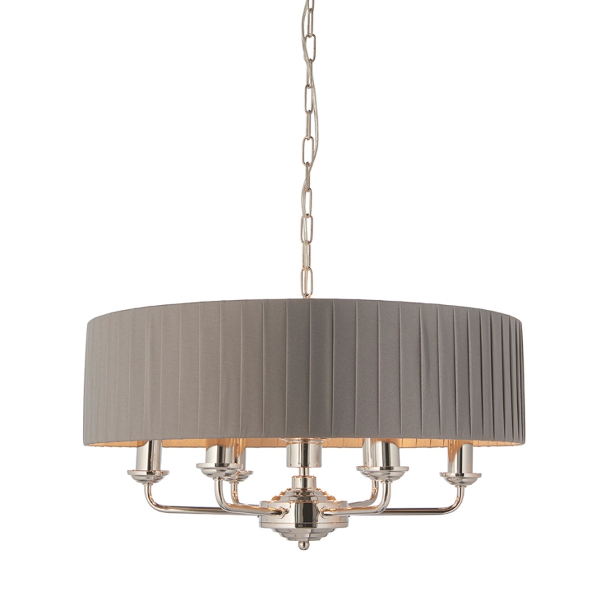 Endon 94397 - Sietynas, kabinamas ant grandinės HIGHCLERE 6xE14/40W/230V pilka/blizgus chromas