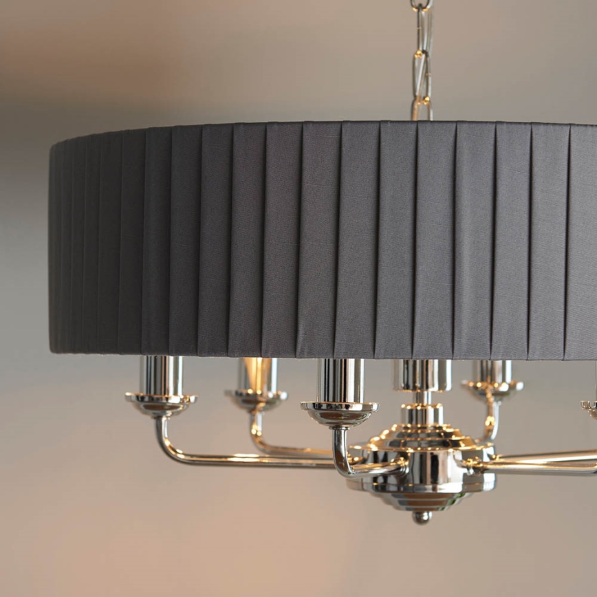 Endon 94397 - Sietynas, kabinamas ant grandinės HIGHCLERE 6xE14/40W/230V pilka/blizgus chromas