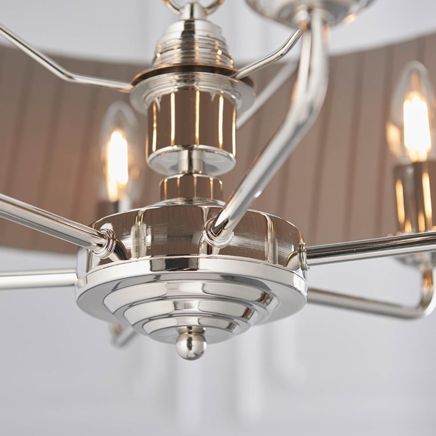 Endon 94397 - Sietynas, kabinamas ant grandinės HIGHCLERE 6xE14/40W/230V pilka/blizgus chromas