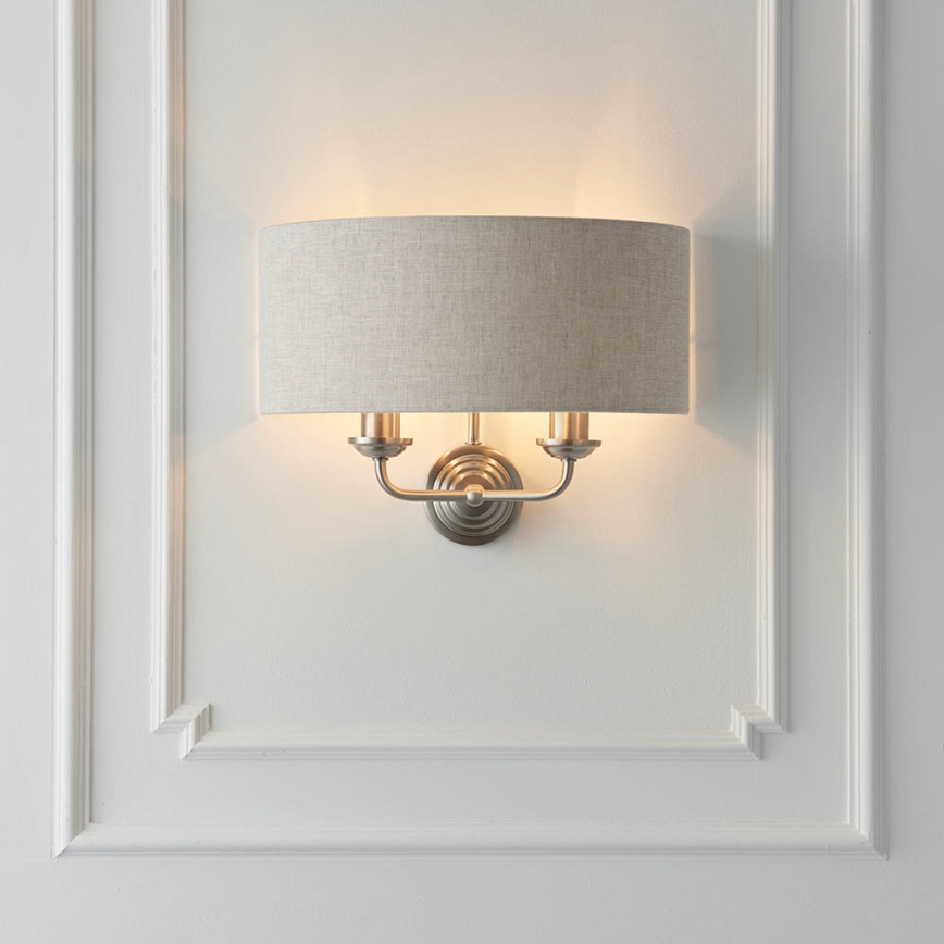 Endon 94403 - Sieninis šviestuvas HIGHCLERE 2xE14/40W/230V pilka/matinis chromas