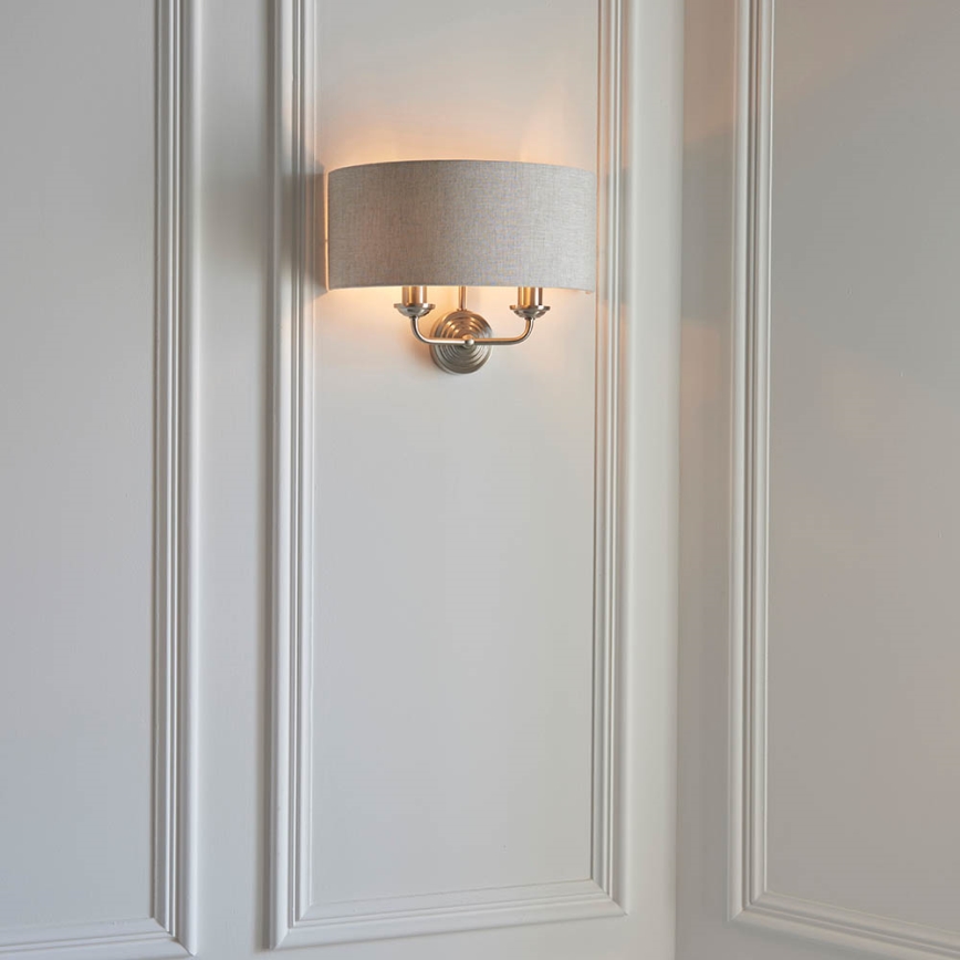 Endon 94403 - Sieninis šviestuvas HIGHCLERE 2xE14/40W/230V pilka/matinis chromas