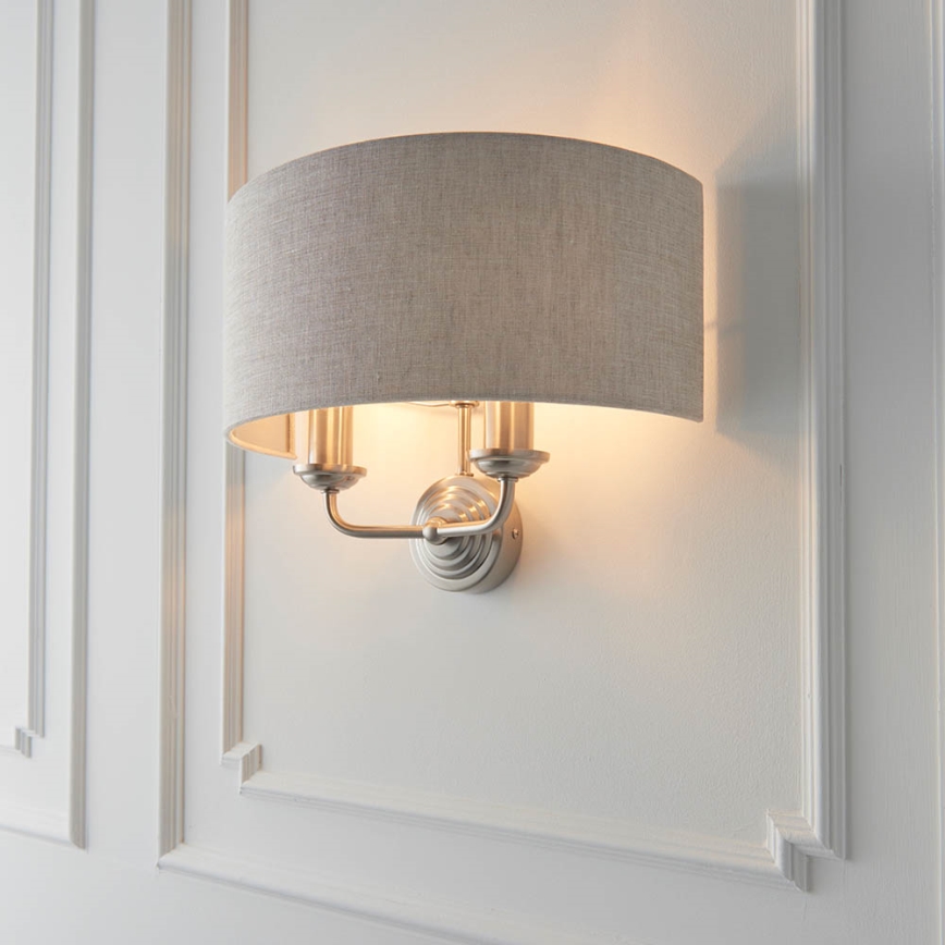 Endon 94403 - Sieninis šviestuvas HIGHCLERE 2xE14/40W/230V pilka/matinis chromas