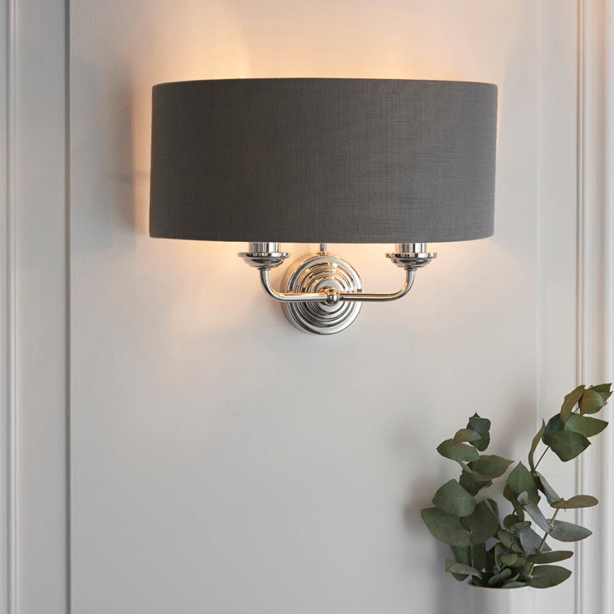 Endon 94406 - Sieninis šviestuvas HIGHCLERE 2xE14/40W/230V tamsiai pilka/blizgus chromas
