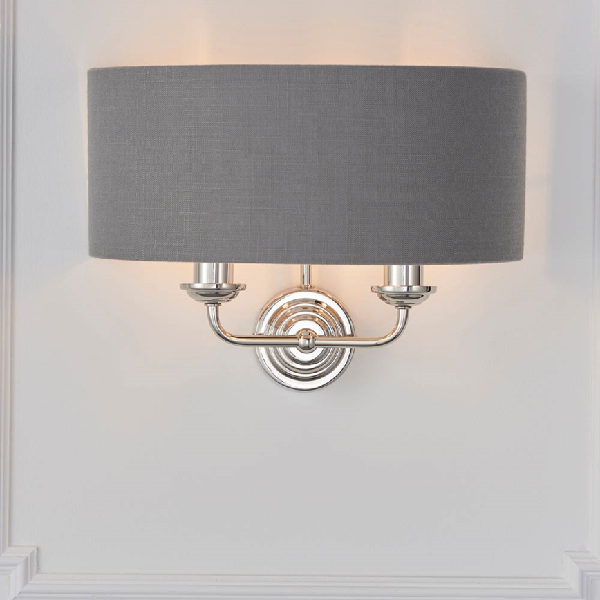 Endon 94406 - Sieninis šviestuvas HIGHCLERE 2xE14/40W/230V tamsiai pilka/blizgus chromas