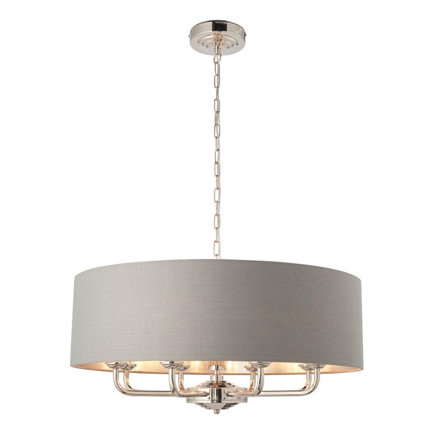 Endon 94415 - Sietynas, kabinamas ant grandinės HIGHCLERE 8xE14/40W/230V pilka/blizgus chromas diametras 70 cm