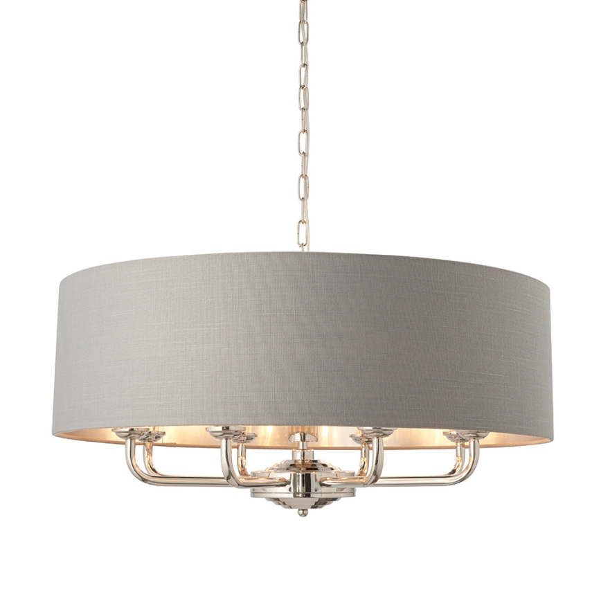 Endon 94415 - Sietynas, kabinamas ant grandinės HIGHCLERE 8xE14/40W/230V pilka/blizgus chromas diametras 70 cm