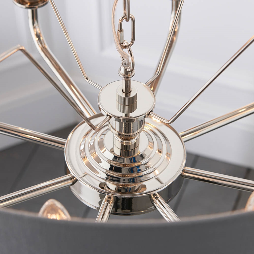 Endon 94415 - Sietynas, kabinamas ant grandinės HIGHCLERE 8xE14/40W/230V pilka/blizgus chromas diametras 70 cm