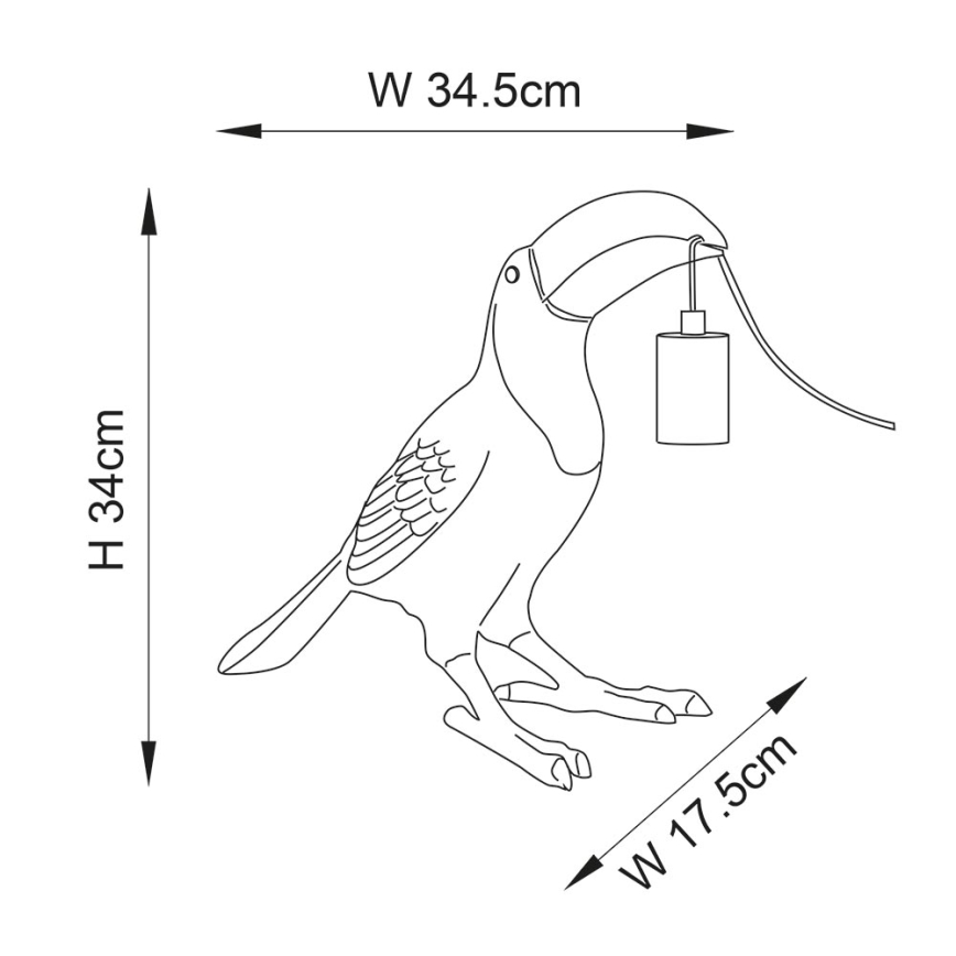 Endon 95077 - Stalinis šviestuvas TOCO TOUCAN 1xE27/10W/230V auksas