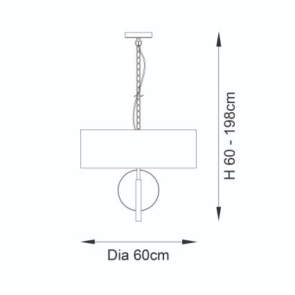 Endon 95212 - Liustra ant grandinės 3xE27/10W/230V skersmuo 60 cm pilka/žalvaris