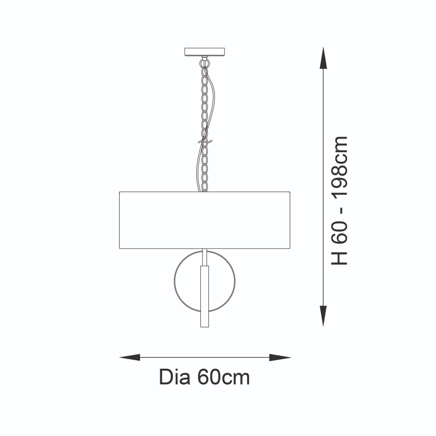 Endon 95212 - Liustra ant grandinės 3xE27/10W/230V skersmuo 60 cm pilka/žalvaris