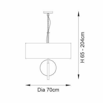Endon 95215 - Pakabinamas šviestuvas su grandine 5xE27/10W/230V, skersmuo 70 cm, pilkas