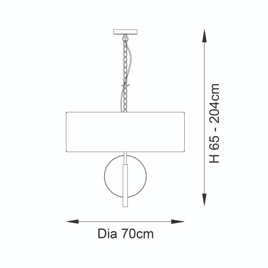Endon 95215 - Pakabinamas šviestuvas su grandine 5xE27/10W/230V, skersmuo 70 cm, pilkas
