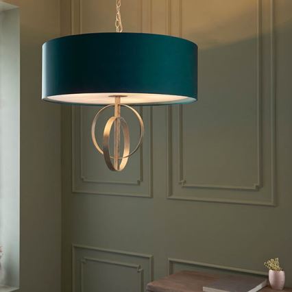 Endon 95223 - Liustra ant grandinės 5xE27/10W/230V Ø 70 cm mėlyna/pilka