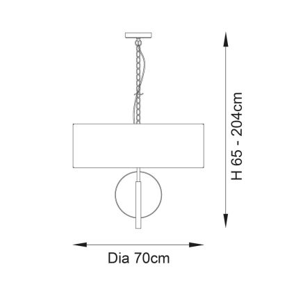 Endon 95223 - Liustra ant grandinės 5xE27/10W/230V Ø 70 cm mėlyna/pilka