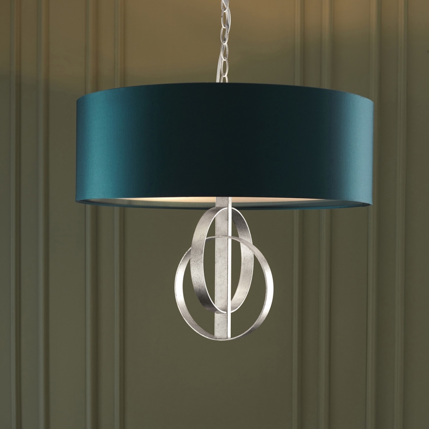 Endon 95224 - Pakabinama liustra ant grandinės, 3xE27/10W/230V, Ø 60 cm, mėlyna/pilka