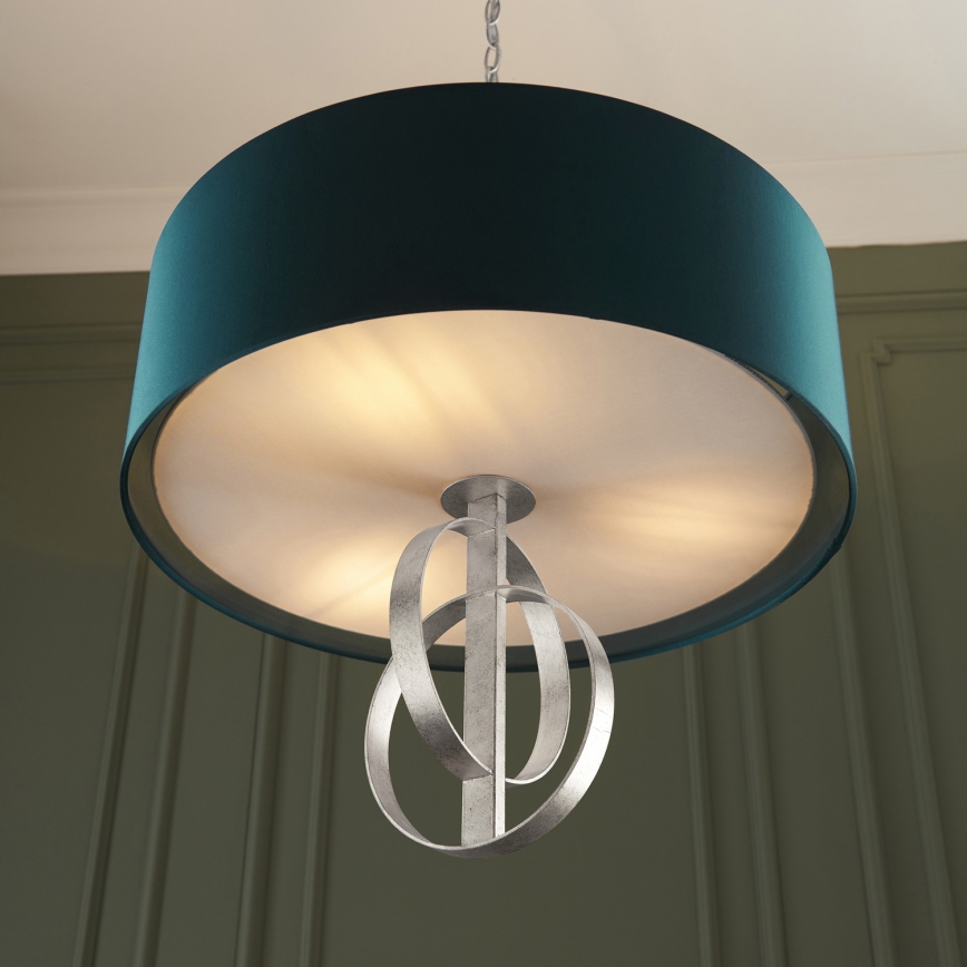 Endon 95224 - Pakabinama liustra ant grandinės, 3xE27/10W/230V, Ø 60 cm, mėlyna/pilka