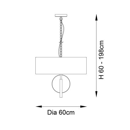 Endon 95224 - Pakabinama liustra ant grandinės, 3xE27/10W/230V, Ø 60 cm, mėlyna/pilka