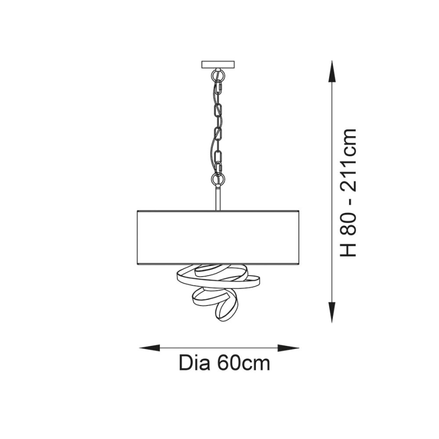 Endon 95268 - Pakabinamas šviestuvas su grandine 3xE14/6W/230V Ø 60 cm balta/žalvaris