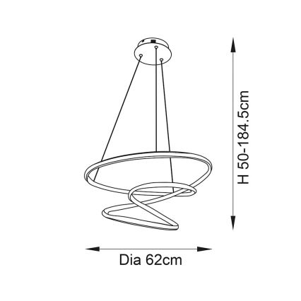 Endon 97632 - LED liustra ant laido DUNE LED/47,5W/230V 3000K juoda