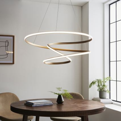Endon 97639 - dimeriuojama LED liustra ant laido TWIRL LED/88W/230V 3000K, auksinė