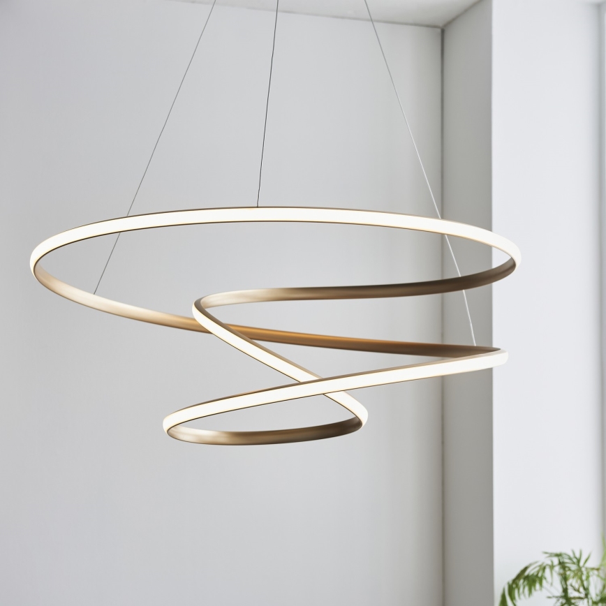 Endon 97639 - dimeriuojama LED liustra ant laido TWIRL LED/88W/230V 3000K, auksinė