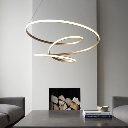 Endon 97639 - dimeriuojama LED liustra ant laido TWIRL LED/88W/230V 3000K, auksinė