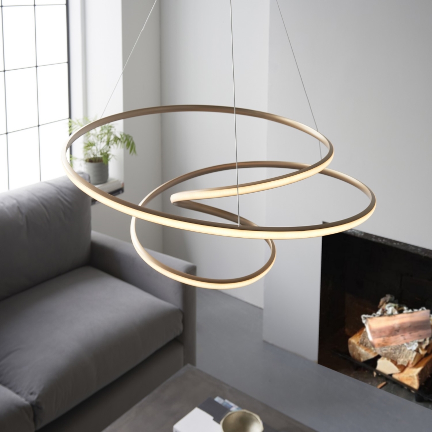 Endon 97639 - dimeriuojama LED liustra ant laido TWIRL LED/88W/230V 3000K, auksinė