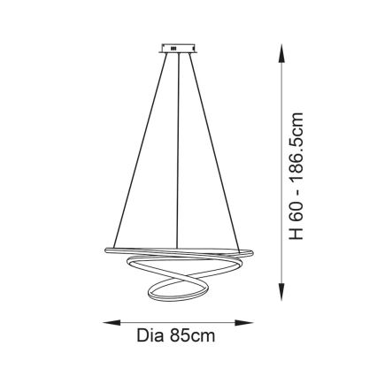 Endon 97639 - dimeriuojama LED liustra ant laido TWIRL LED/88W/230V 3000K, auksinė