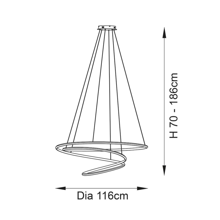 Endon 97645 - Reguliuojamo ryškumo LED kabantis šviestuvas ant laido TWIRL LED/131W/230V 3000K auksinis