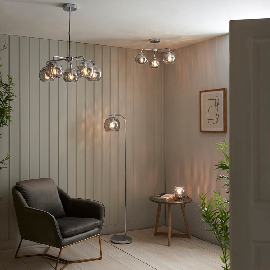 Endon 97971 - Prigludęs lubinis šviestuvas DIMPLE 3xE14/25W/230V blizgus chromas/dūminė pilka