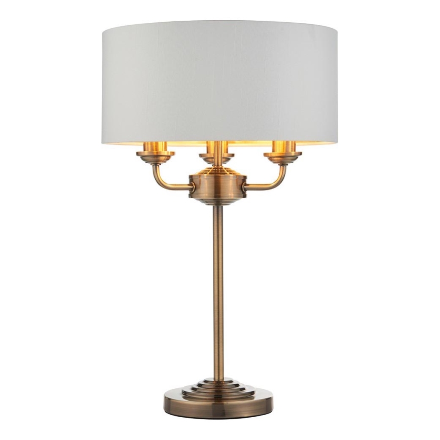 Endon 98932 - Stalinė lempa HIGHCLERE 3xE14/18W/230V balta/žalvaris, skersmuo 32 cm