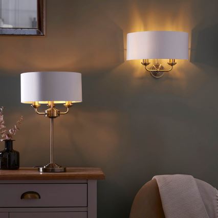 Endon 98932 - Stalinė lempa HIGHCLERE 3xE14/18W/230V balta/žalvaris, skersmuo 32 cm