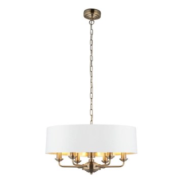 Endon 98933 - Sietynas, kabinamas ant grandinės HIGHCLERE 6xE14/40W/230V balta/žalvaris diametras 55 cm