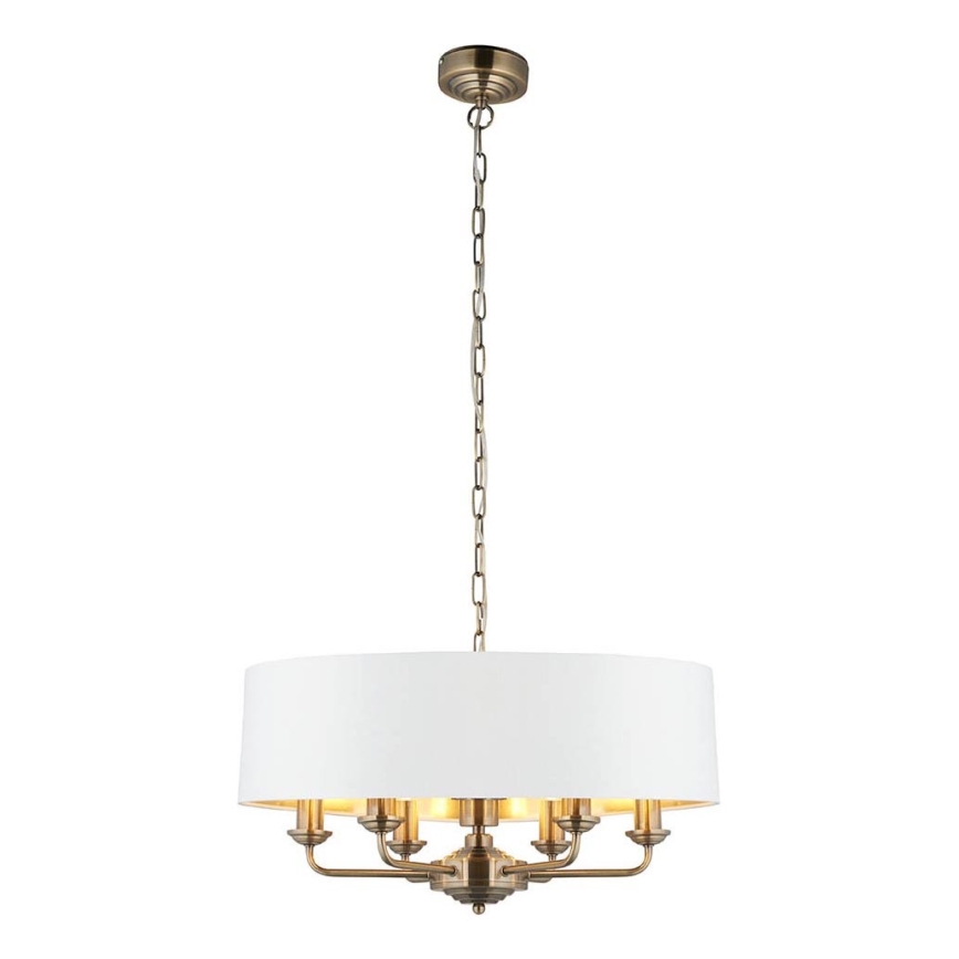 Endon 98933 - Sietynas, kabinamas ant grandinės HIGHCLERE 6xE14/40W/230V balta/žalvaris