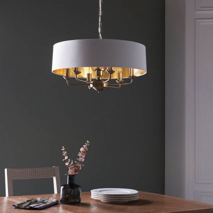 Endon 98933 - Sietynas, kabinamas ant grandinės HIGHCLERE 6xE14/40W/230V balta/žalvaris