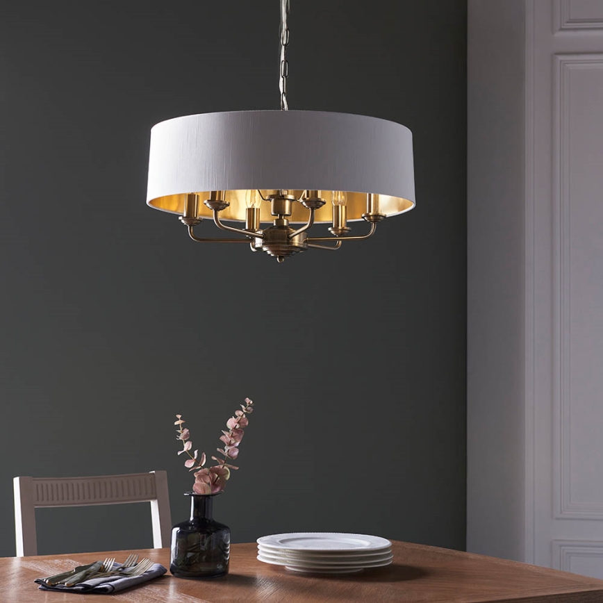 Endon 98933 - Sietynas, kabinamas ant grandinės HIGHCLERE 6xE14/40W/230V balta/žalvaris